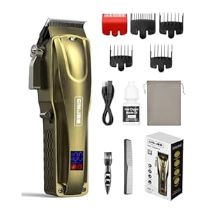Hair Clippers for Men, Cordless & Corded Barber Clipper with 5Hrs Runtime, 7000RPM Rotary Motor & LED Display, Waterproof Professional Hair Cutting Kit for Men and Home Use (Gold)
