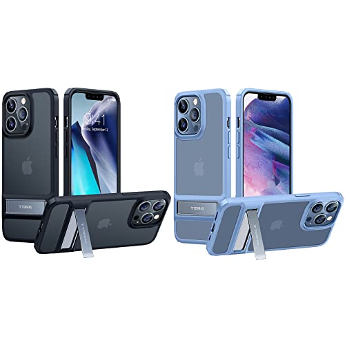 TORRAS MarsClimber Compatible for iPhone 13 Pro Max Case [2 Color] [3 Stand Ways], Mystic Black and Sierra Blue
