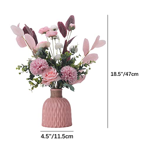 Joanwe Peach Faux Flowers In Vase,Artificial Flowers With Vase,Silk Flowers Arrangements For Home Decor Indoor (Including Vases) #TOP1