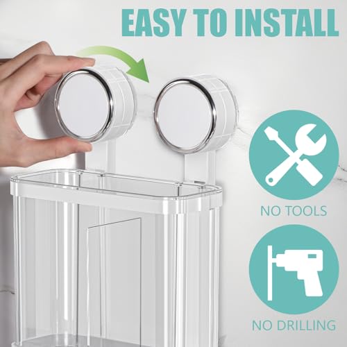 Toothbrush Holders Wall Mounted for Bathrooms, Suction Cup Electric Tooth Brush and Toothpaste Organizer Razor Holder for Shower, Countertop, Vanity, Clear by Heagoale - Image 2