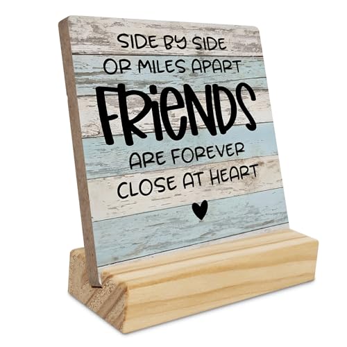 Ecezatik Friends Gifts for Women Men,Friend Wood Plaque Sign,Friend Wooden Signs With Sayings,Long Distance Friends Gifts,Friend Birthday Gift Decorative Signs