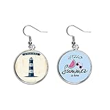 Material: Métal l\'océan militaire phare de navigation Boucles d\'oreilles pastèque été Earlobe portent