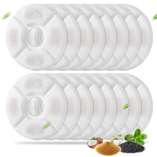 16 Pack Cat Fountain Filters Triple Filtration System Replacement Filter for Round 81oz/2.4L...