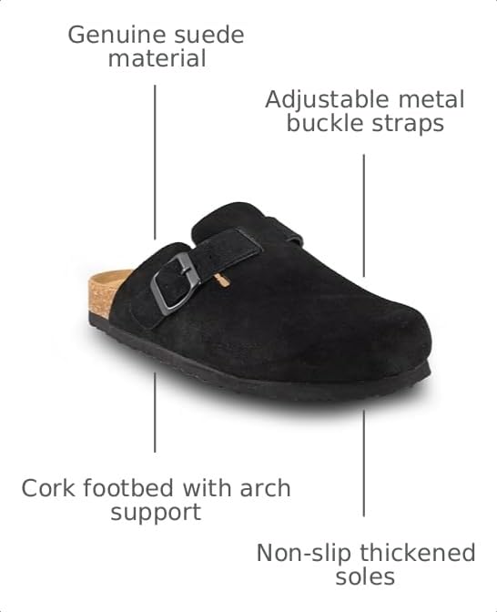 Image of EMMA NEW YORK Womens Clogs Mules Slip-On for Women with Arch Support Cork Footbed Potato Shoes