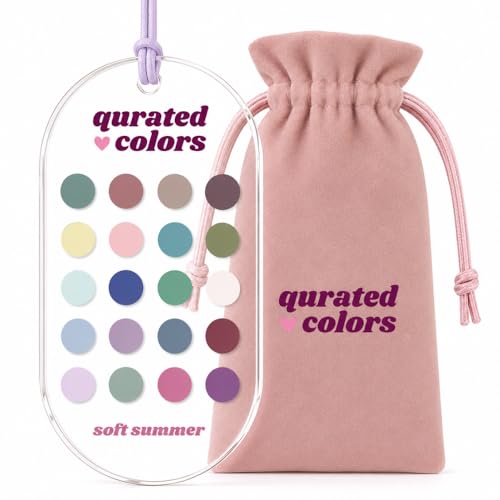 Seasonal Color Analysis Card – Acrylic Color Palette Guide for Shopping, Makeup & Outfits with Velvet Pouch (Soft Summer)