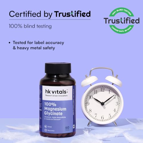 Image of hk vitals 100% Magnesium Glycinate (1880mg) 60 Tablets | For Better Sleep Quality & Muscle Recovery | Trustified Certified