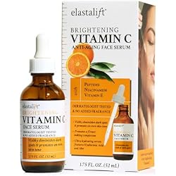 Elastalift Vitamin C Facial Serum For Age Spots, Wrinkles, & Expression Lines. Anti-Aging Face Serum W/Vitamin C & Hyaluronic Acid Brightens Skin To Promote Healthier Skin Complexion, 1.75 Fl Oz