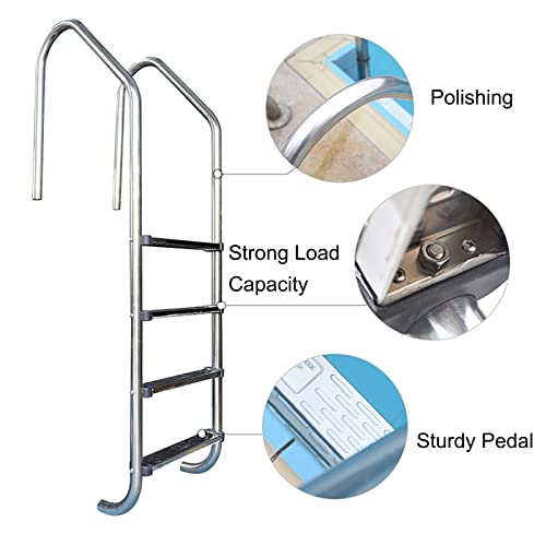 Escalera para piscina con 3 peldaños y pasamanos acero 304 miniatura 4