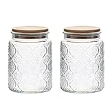 2 Stück Vintage gemustertes Glas mit Deckel, 750 ml, versiegeltes Lebensmittel-Vorratsglas,...