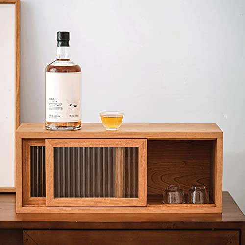 zyr Teekabinett Kirsche Holz Lagerschrank Schiebetüren Schließfach Home Decoration Kleine Schrankvorratsaufbewahrung Küche Badezimmer Arbeitsplatz Kabinett - Image 5