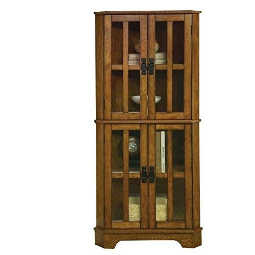 Coaster Home Furnishings 4-Shelf Corner Curio Cabinet Golden Brown - Thumbnail 2