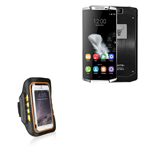 BoxWave Case for Oukitel K10000 (Case JogBrite Sports Armband, High Visibility Safety Light LED Runners Armband for Oukitel K10000, Oukitel C16 Pro | K10000, C16 - Bold Orange