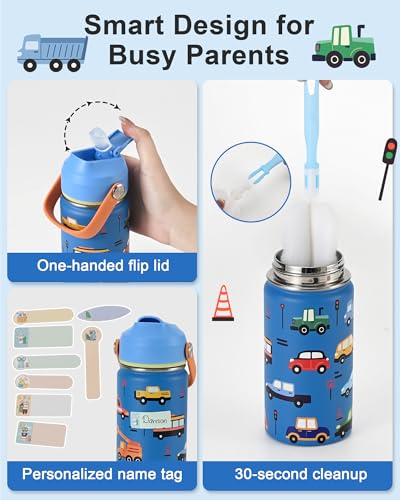 Botella de Agua para Niños 14oz, Termo Aislado para Niños de Acero Inoxidable miniatura 6