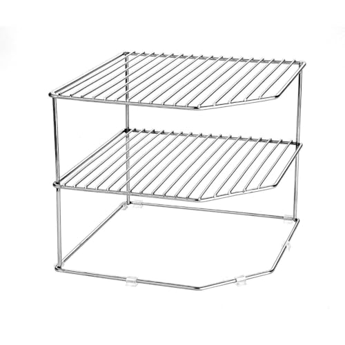 Image of CHHAAP Stainless Steel 2 Level Kitchen Storage Rack for Corners Freestanding, Multipurpose Kitchen Space Organizer Corner Shelf Rack Stand Holder (NHSP) (Pack of 1)