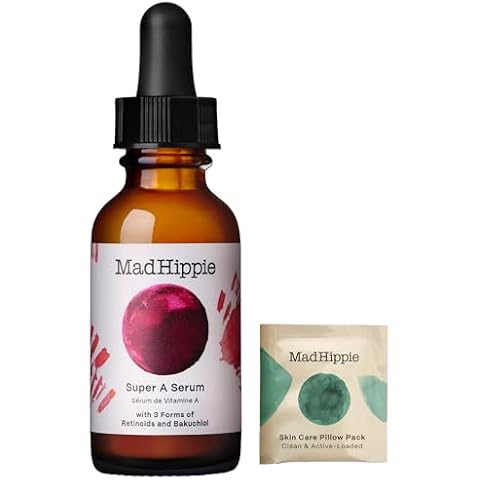 Mad Hippie Super A Retinol Serum for Face – Potent Skin Repair & Anti-Aging Serum with 3 Retinoids, Bakuchiol + Hydrating Hyaluronic Acid, 1.02 Oz + Skin Care Pillow Pack Cover