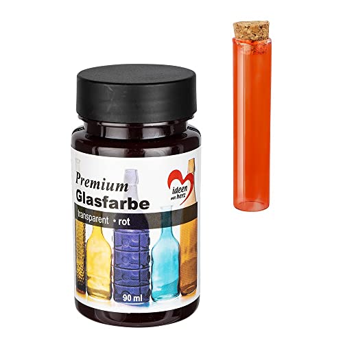 Ideen mit Herz Premium Glasfarbe | transparent | wasserfest | 90 ml (rot)