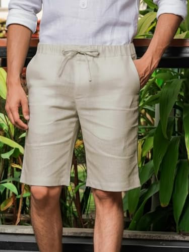 Image of Vogaan Men's Multi Color Linen Cotton Shorts | Regular Fit Casual Summer Shorts with 3 Pockets