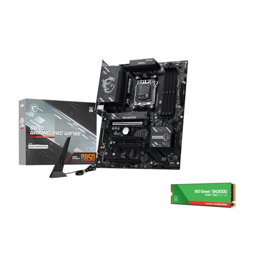 Image of MSI B850 Gaming PRO WIFI6E Motherboard, ATX-Supports AMD Ryzen 9000 /8000 /7000 Processors,AM5-DDR5 Memory Boost 8200+ MT /s (OC), PCIe 4.0 x16,M.2 Gen5,Wi-Fi 6E,2.5G LAN+WD Green SN3000 1TB SSD Bundle