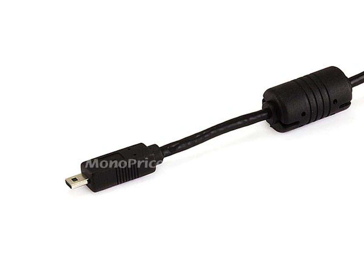Monoprice USB Cable - 6 Feet - Black | A to Mini-B 8-Pin with Ferrites for Pentax Panasonic Nikon Digital Camera
