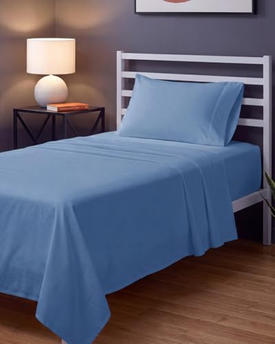 Image of Sleepy Town Twin XL Size Bed Sheets - 3 Piece - Twin XL Sheet Set - Extra Soft, Comfy & Cooling - Easy Care - Shrinkage, Wrinkle & Fade Free - Brushed Microfiber - Deep Pocket Bed Sheets (Denim Blue)