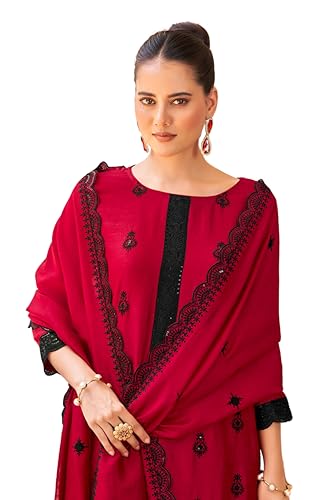 Image of Shaily Premium Silk Blend Embroidered Tailored Kurta with Pants and Dupatta Set | Ethnic Set | 3-Piece Suit Set | Haldi and Wedding Suit Set for Women