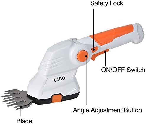 LIGO 7.2V Cordless Hedge Trimmer for Gardening, 2 in 1 Lithium-ion Battery Grass Shears, Garden Lawn Mower Edging Border in Multi-perspective Adjusted Ar.N KX7.2VG001(Grass Shear)