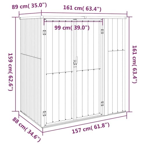 Miniatura 3 de Vidaxl Cobertizo Herramienta Accesorio Patio Organizador Espacio Almacenamiento Caseta Con Puerta Para Casa Acero Galvanizado Antracita