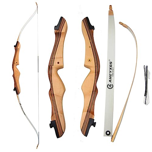 AMEYXGS Bogenschießen 68" Takedown Recurve Bogen Hölzerner Langbogen 16-38 lbs Outdoor Jagdbogen zum Adult Target Practice und Sport Spiel Schießen (16 LB)