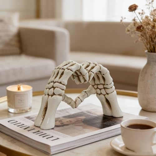 Escultura Manos Esqueleto Corazón 24 cm Decoración Gótica miniatura 2