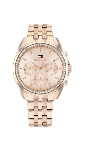 Tommy Hilfiger Montre Analogique Multifunction à Quartz pour Femme avec Bracelet en Acier Inoxydable de Couleur Or Rose Clair - 1782804