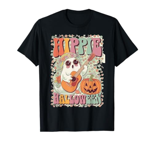 Gráfico retro hippie Halloween Groovy lindo fantasma Halloween Camiseta