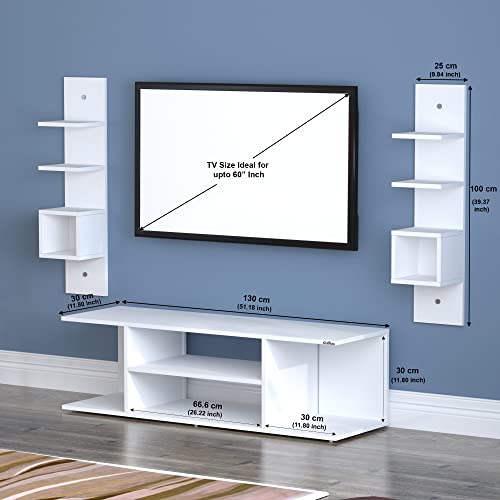 Image of Anikaa Emma Engineered Wood TV Unit /TV Stand /Floor Standing TV Unit /TV Cabinet /TV Entertainment Unit (White) - Ideal for Upto 55 inch(D.I.Y)