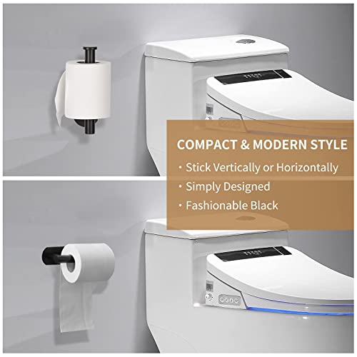 Layuki Self Adhesive Toilet Paper Roll Holder,Bathroom Toilet Paper Holder,Durable Self Adhesive,No Drilling,Stainless Steel Matte Black For Bathroom/Washroom/Kitchen(Black, 1 Piece) #TOP2