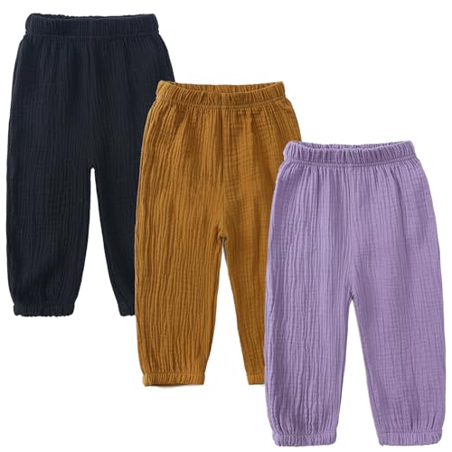 Kids Elastic Basic Harem Trousers Unisex Baby Boys Girls Casual Cotton Linen Loose Long Baggy Pants Toddler Clothes