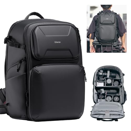 ULANZI BP10 Hardshell Camera Backpack 35L for DSLR Professional Photography Video Accessories Travel Tripod Strorage Large Waterproof Hardshell Bag for Sony Canon Women Men w Tripod&Laptop Holder