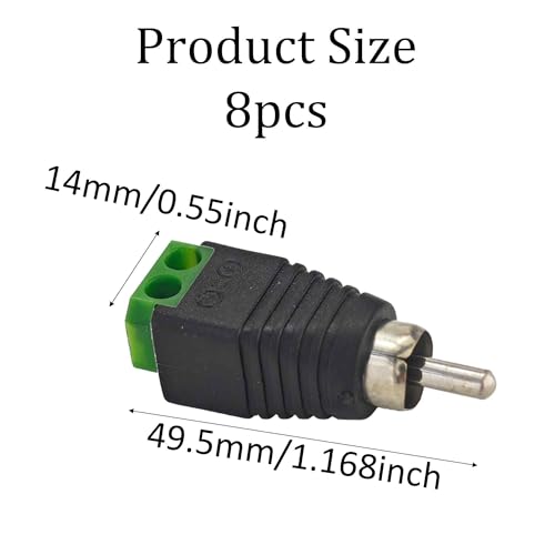 Adaptador RCA macho a cable altavoz pson de 8 piezas verde para proyectos diy 2