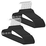 Non-Slip Rubber Coated Hangers, 30 Pack Plastic Clothes Hangers with 360° Swivel Hook 17.7 Inches Slim Space Saving Hangers for Adult Clothes Shirts Dresses Pants, Black