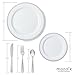 Mozaik Premium Plastic Silver Banded Service for 8 with Assorted Cutlery, 40 pieces