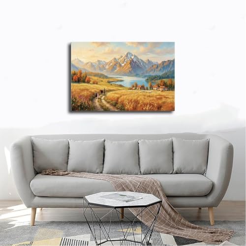 Impression sur toile d'automne Alpine Meadow pour décoration de chambre 50x75 cm - 4
