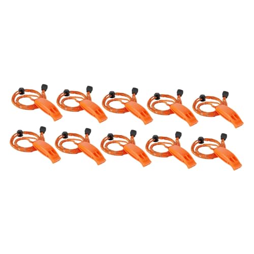 Vaveren 10Pcs Emergency Whistle Outdoor Loud Survival Safe Whistle for Mountain Climbing Hunting Hiking Kayak Signaling, Orange