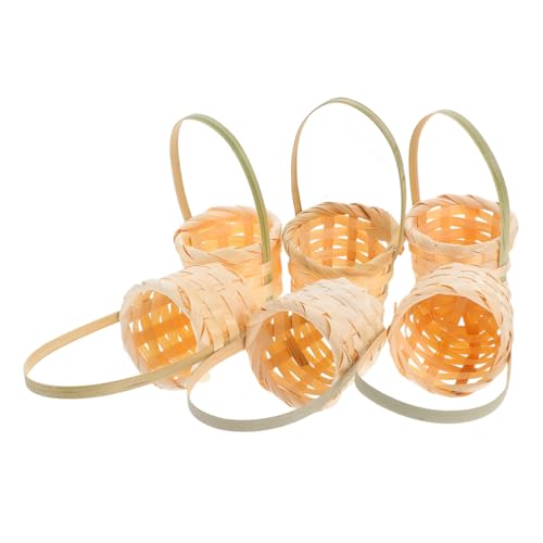ibasenice 6 Mini Cestas De Bambú Para La Compra Cestas De Flores Tejidas A Mano Cestas De Picnic Pequeñas Cestas Tejidas Cestas De Comestibles Pequeñas Hechas A Mano Color Marrón