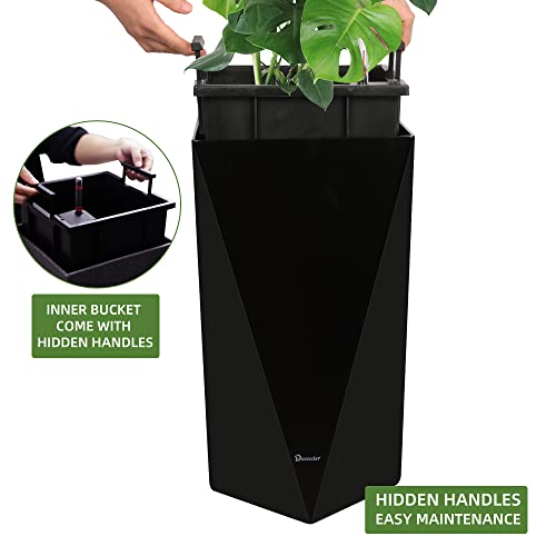 Dexceder-24-Inches-Tall-Self-Watering-Planter-Diamond-High-Gloss-Indoor-Outdoor-Thickened-Rhombus-Large-Floor-Standing-Flower-Plant-Pot-with-Water-Level-Indicator-Black Dexceder 24 Inches Tall Self Watering Planter Diamond High Gloss Indoor Outdoor Thickened Rhombus Large Floor Standing Flower Plant Pot with Water Level Indicator Black