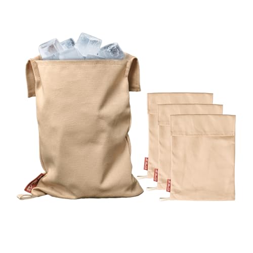 Sac à glace en toile beige style Lewis pilon à glaçons coton durable