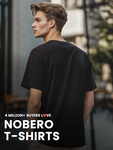 Image of Nobero 100% Cotton T Shirts for Men Stylish | Regular Fit | Graphic Printed T Shirts for Men 180 GSM Combed Cotton | Round Neck Half Sleeve