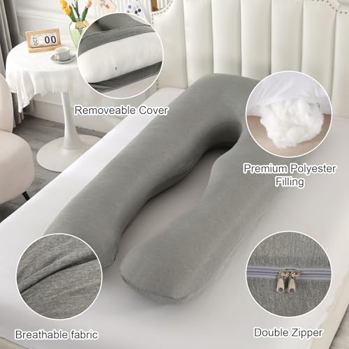 Image of Amagoing Pregnancy Pillows with Cooling Cover, U-Shape Full Body Pillow for Sleeping, Support for Back, Legs, Belly, HIPS for Pregnant Women, Maternity Pillow for Adults, Dark Grey Cooling