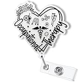 Cute Occupational Therapy Badge Reel Retractable, Acrylic OT Badge Reel for Work, Funny Occupational Therapist Gifts, OT Student Badge ID Holder with Swivel Alligator Clip, COTA OTA Graduation Gifts