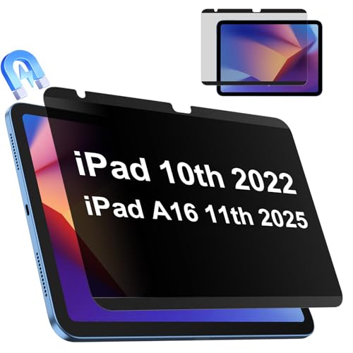 Image of IPROKKO Magnetic Privacy Screen Protector Compatible With iPad 11th A16 2025 11 inch & 10th 2022 10.9 Inch, Removable Anti Blue Light Glare Spy Private Filter Black Security Shield Screen Cover [Support Apple Pencil]