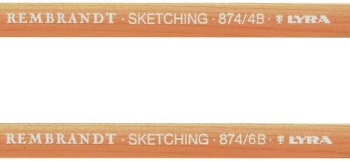 LYRA REMBRANDT ARTIST SKETCHING DRAWING PENCILS 4B + 6B [Pack of 2] 180mm Long Flat Oval Shaped