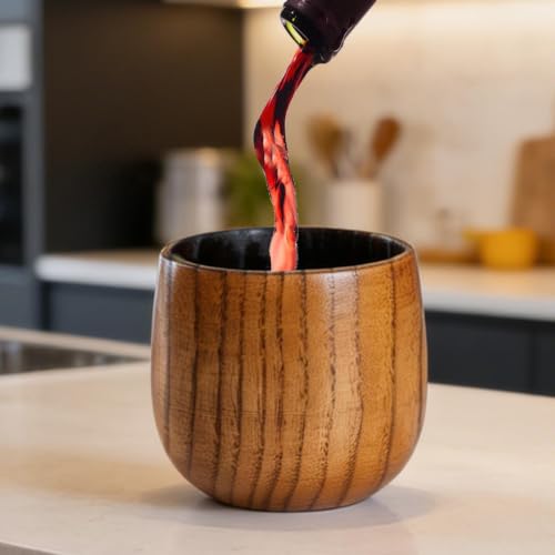 Vaso de whisky de madera tallado a mano en madera natural reutilizable pack de 2 4