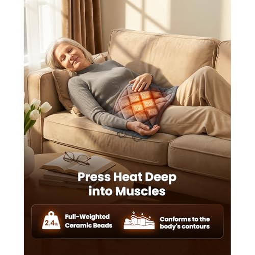 Image of BOB AND BRAD Far Infrared Weighted Heating Pad for Back, Neck & Shoulder Comfort, FSA-HSA Eligible 12 inchx24 inch Electric Heated Pad Wrap with Hands-Free Strap, Moist Heat & Auto Off, Gift for Mom Women Men